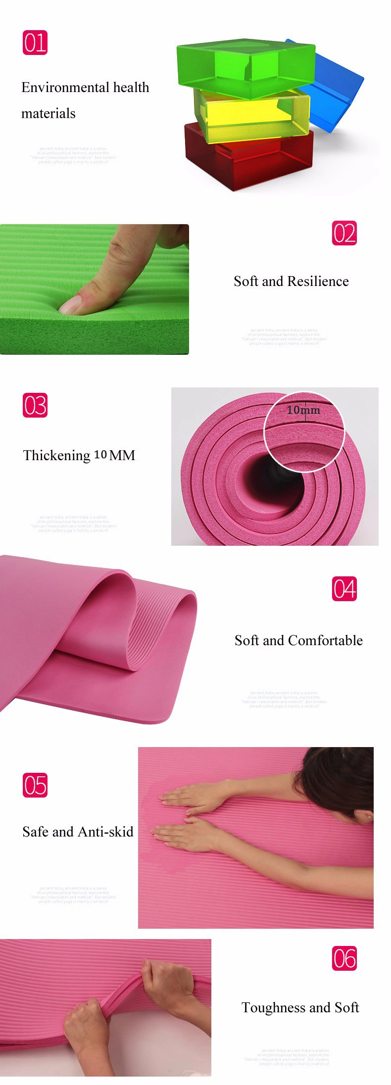 Hot Sale! ! ! Environmental Protection Material Multifunctional NBR Yoga Mat 15mm