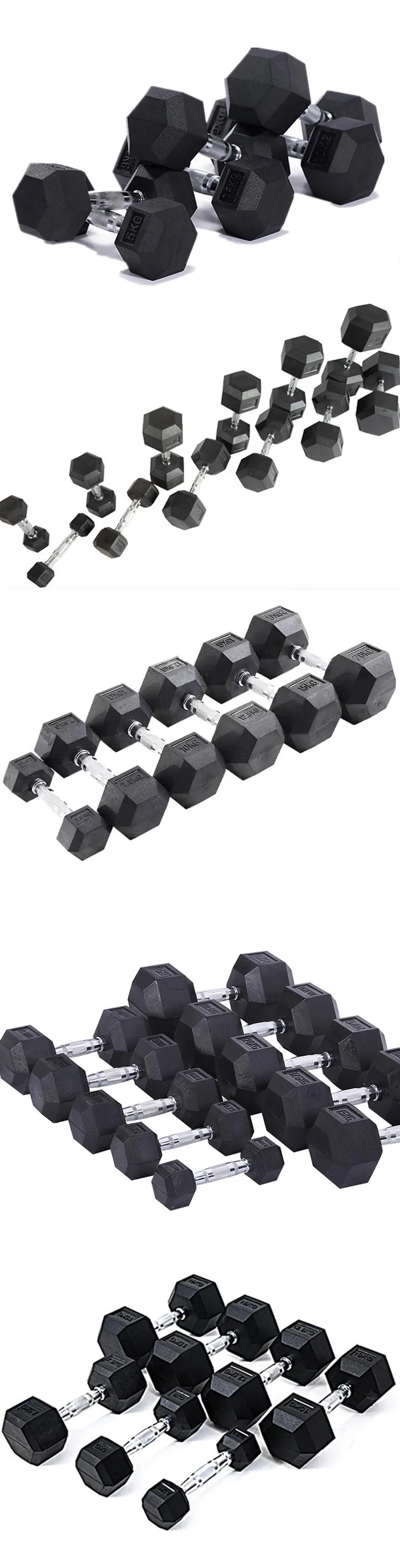 Professional Wholesale Dumbells Weight Lifting Rubber Hex Dumbell 20 Kg