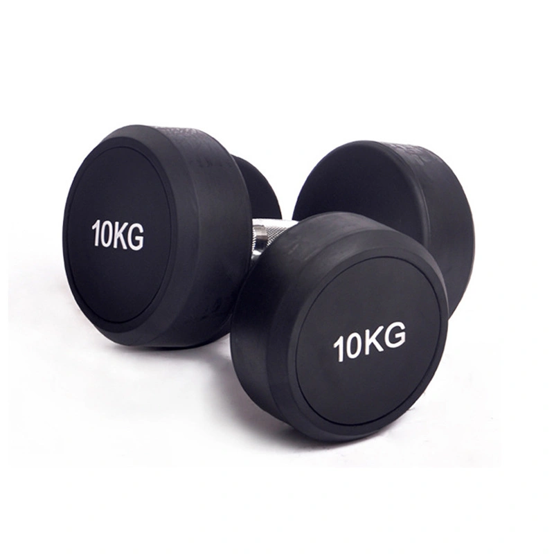 Factory Sale Top Quality Black Round Rubber Coated Dumbbell for Gym Use or Home Use